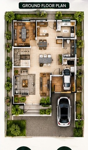 Ground floor plan for the penthouse duplex at Hamdala Court Phase 1
